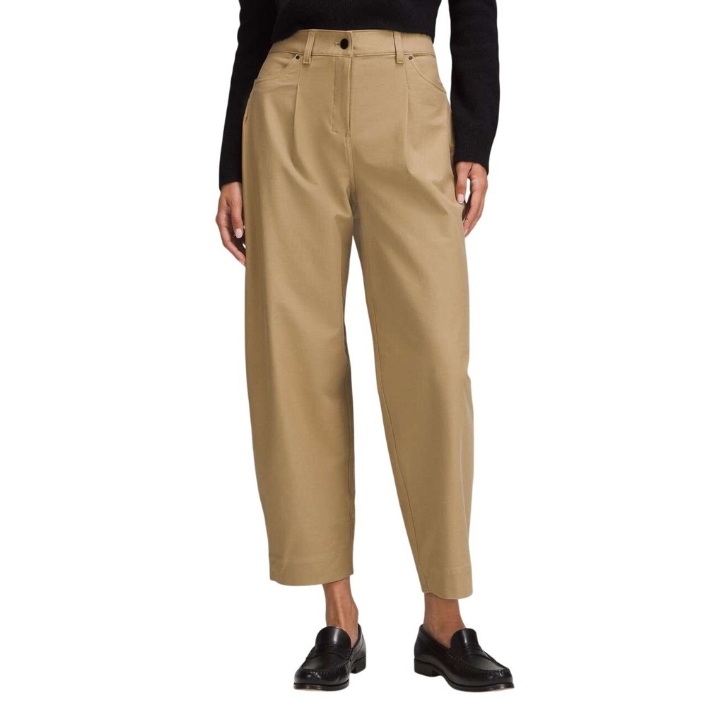 Lululemon Womens City Sleek Mid-Rise Barrel-Leg Pants Tan LW5FF8S Size 24 Preppy